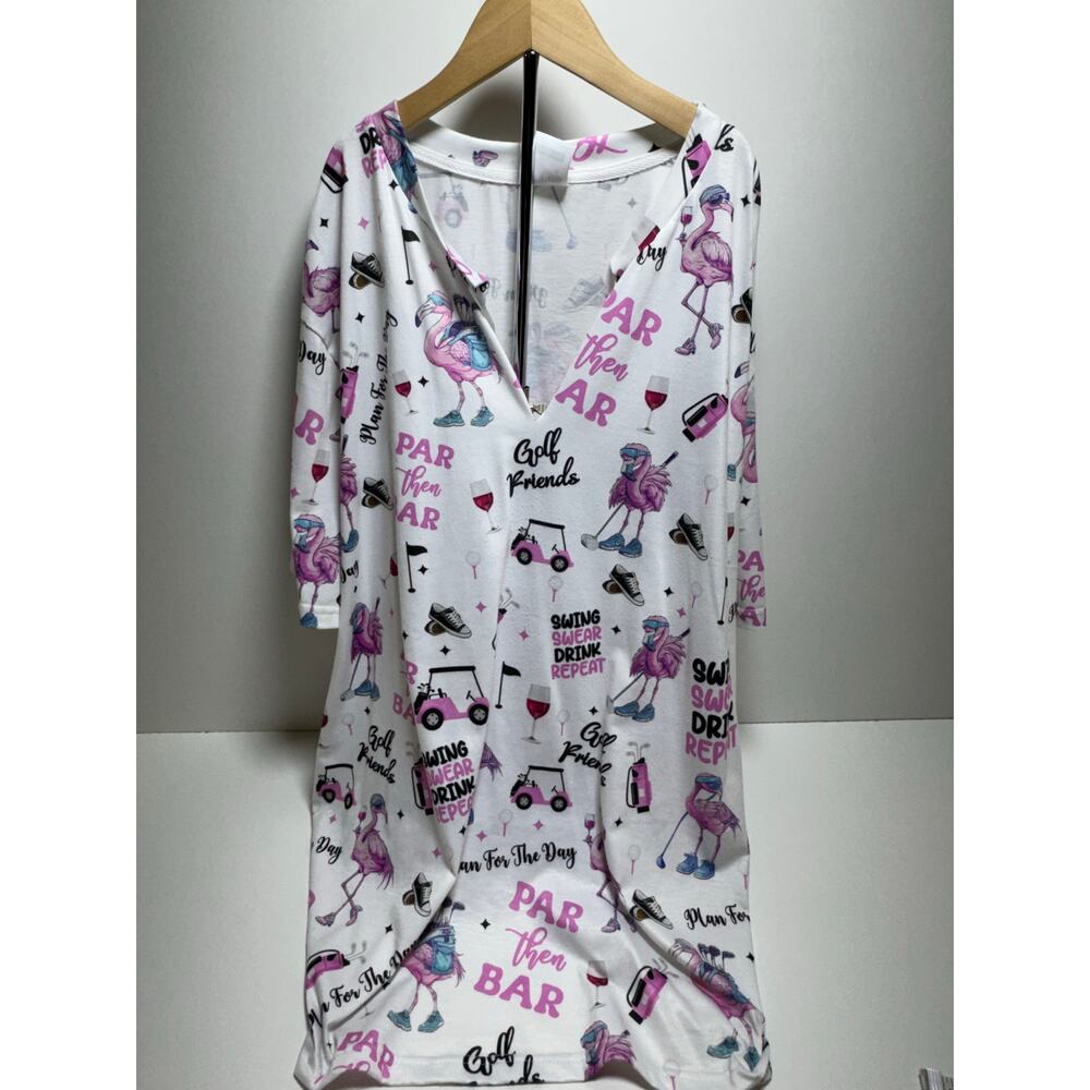 Novelty Flamingo Golf And Wine Swing Swear Drink Repeat Golf Friends Shirt